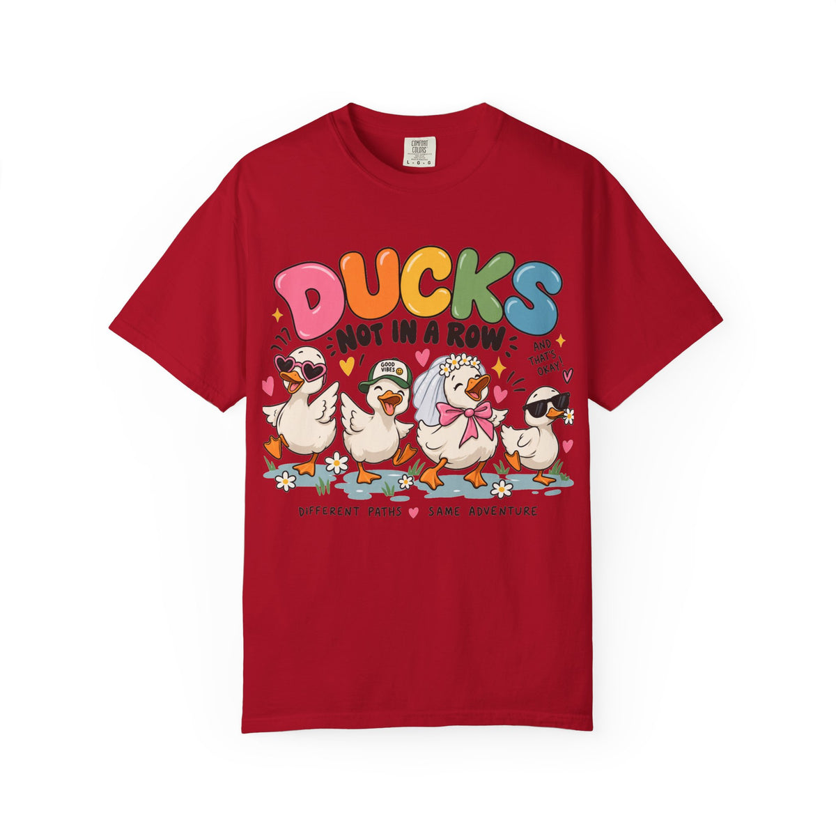 Ducks Not In A Row tee | Cute Duck Illustration T-Shirt, Different Paths Same Adventure