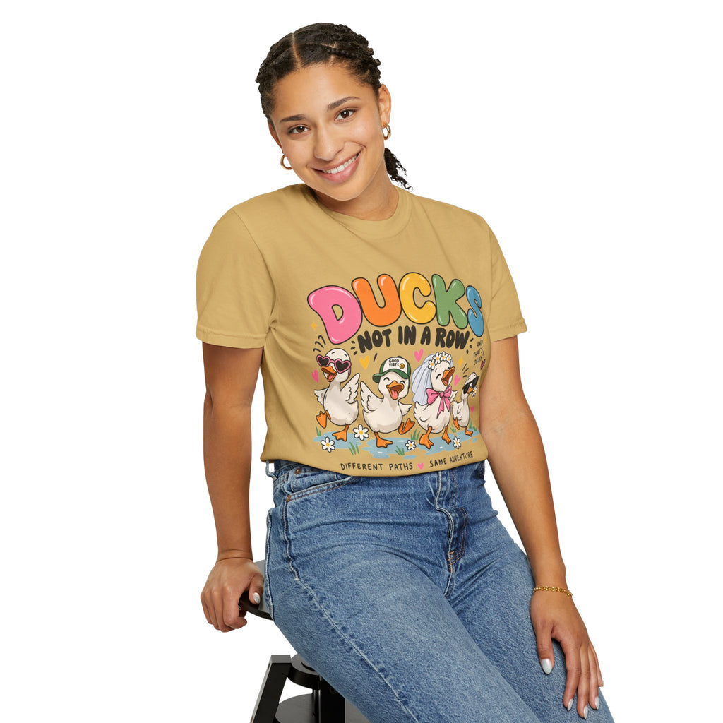 Ducks Not In A Row tee | Cute Duck Illustration T-Shirt, Different Paths Same Adventure