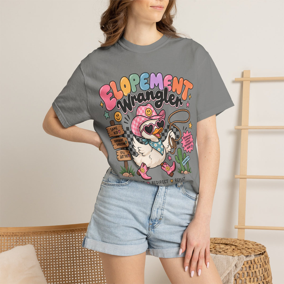Elopement T-shirt | Cute Cowboy Sloth Illustration, Western Floral Tee