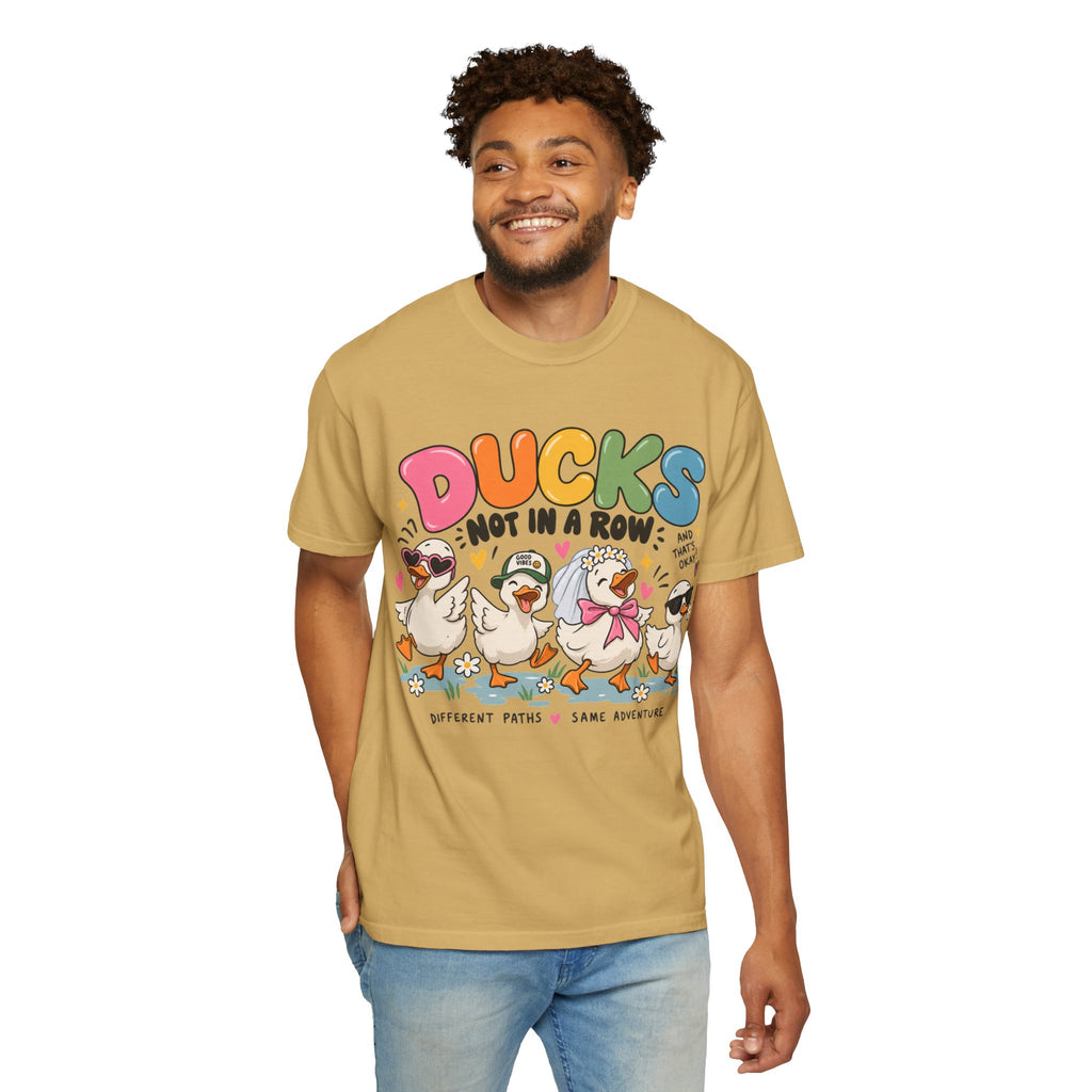 Ducks Not In A Row tee | Cute Duck Illustration T-Shirt, Different Paths Same Adventure