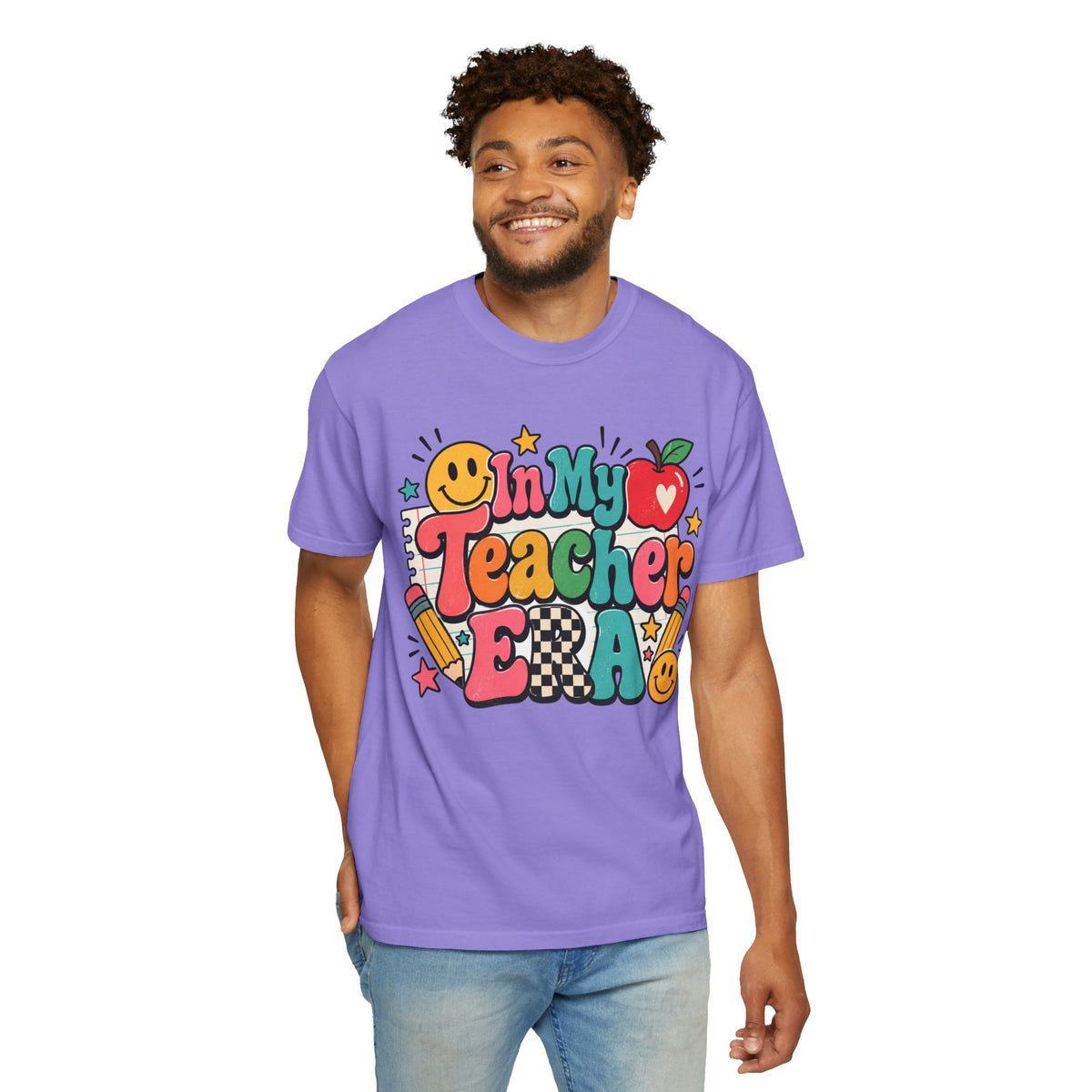 In My Teacher Era T-shirt | Retro School Graphic, Apple & Pencils