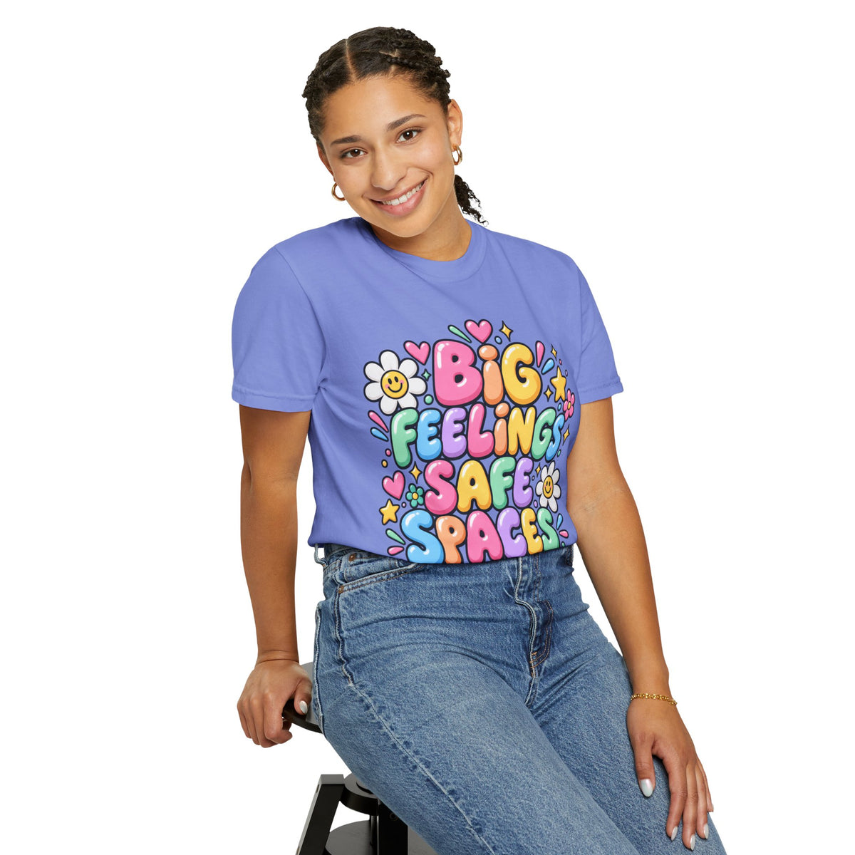 Big Feelings Safe Spaces T-shirt | Pastel Cute Floral Typography