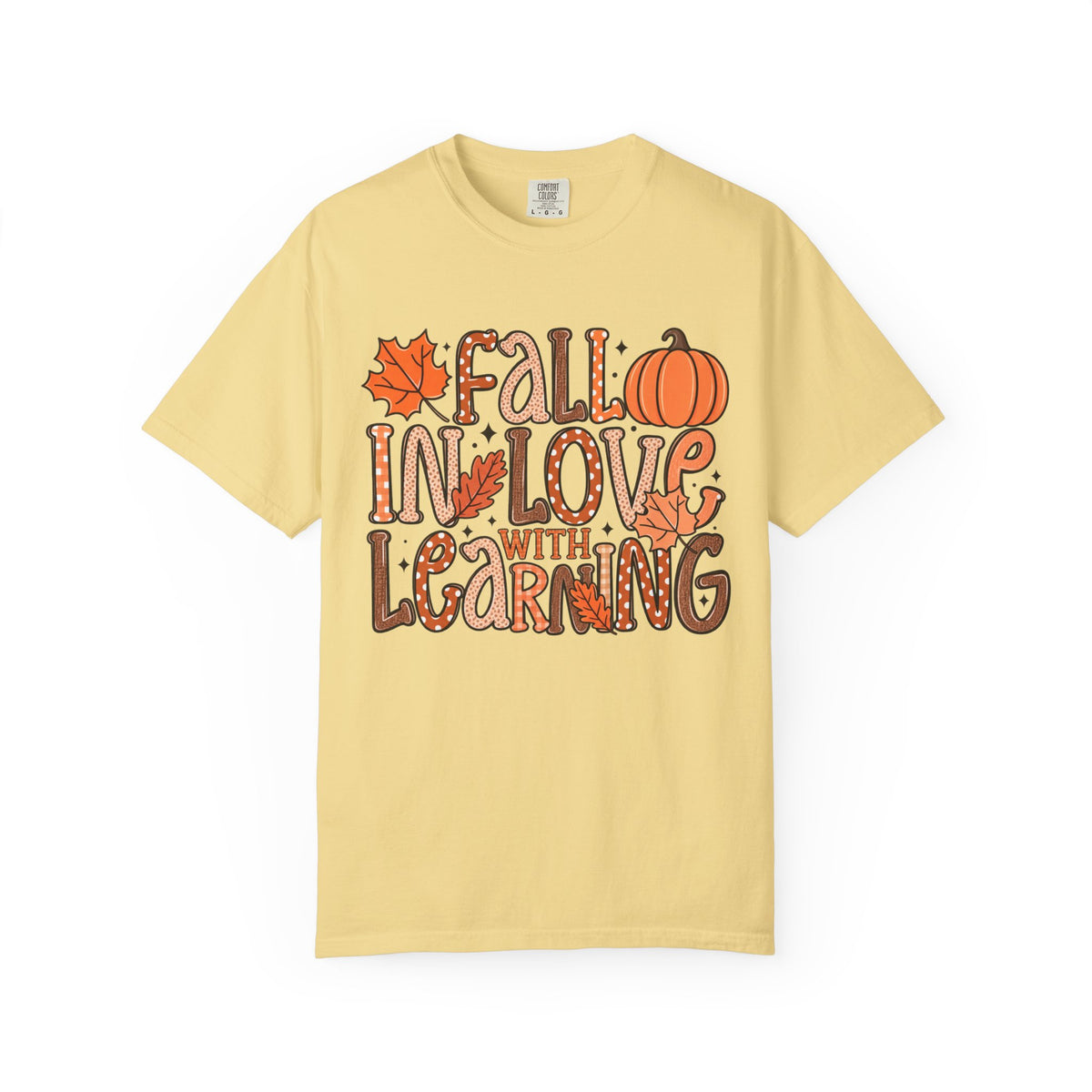 Fall in Love with Learning T-Shirt | Teacher Autumn Pumpkin Leaves