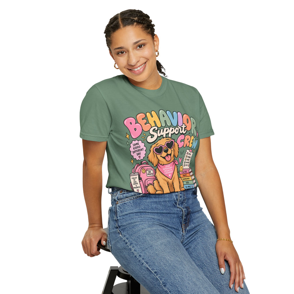 Behavior Support Crew T-shirt | Golden Retriever School Therapy Design