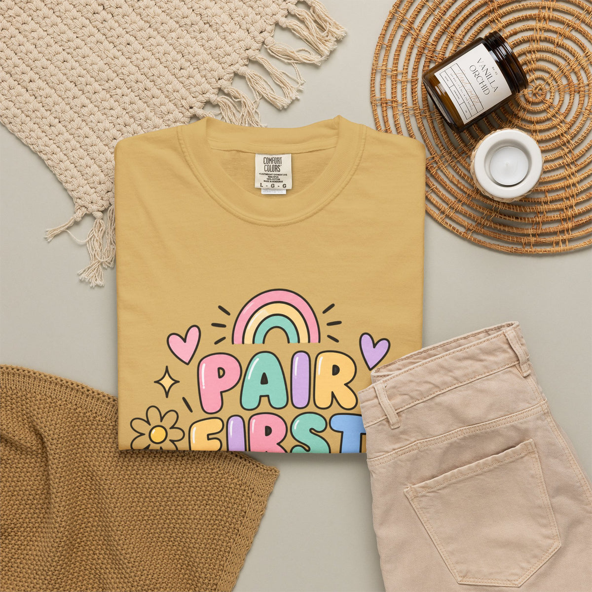 Pair First Teach Second T-Shirt | Cute Rainbow Classroom Design