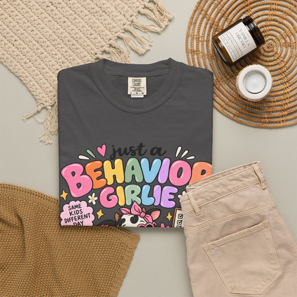 Just a Behavior Girl T-shirt | Cute Cow Therapist Illustration