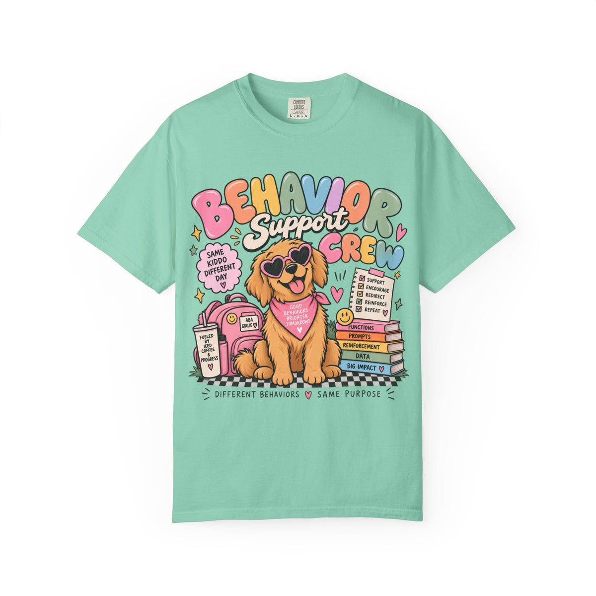 Behavior Support Crew T-shirt | Golden Retriever School Therapy Design