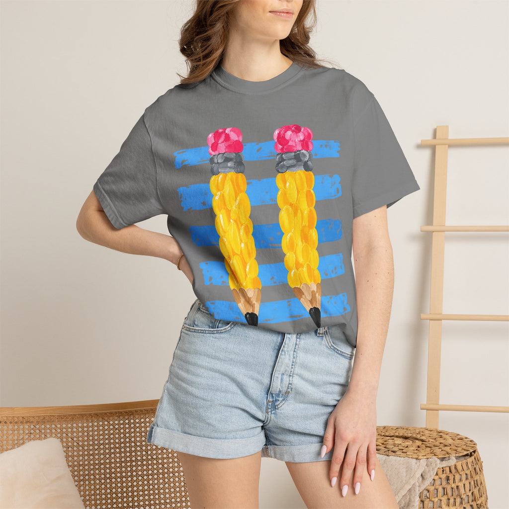 Braided Pencil Illustration T-Shirt | School Art Teacher Tee