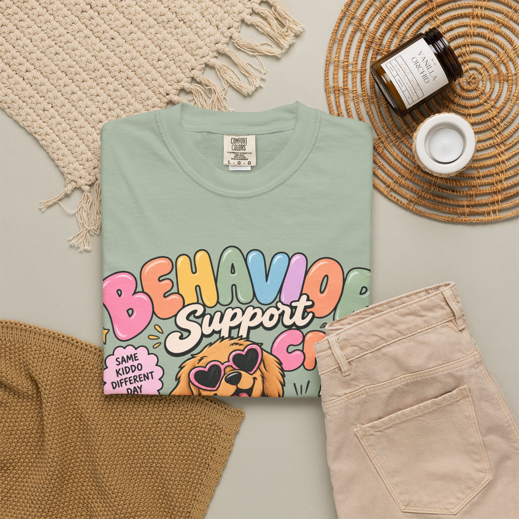 Behavior Support Crew T-shirt | Golden Retriever School Therapy Design