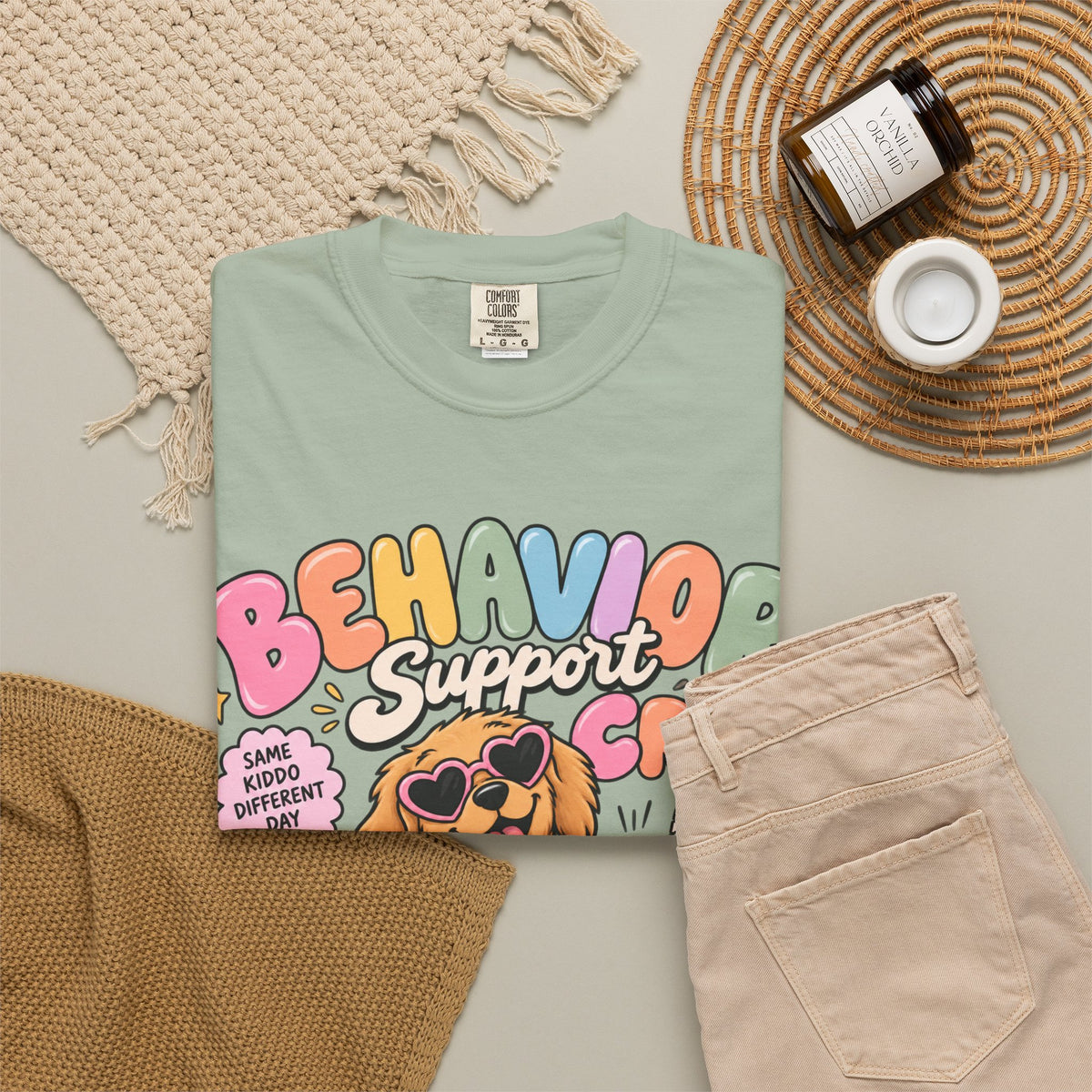 Behavior Support Crew T-shirt | Golden Retriever School Therapy Design