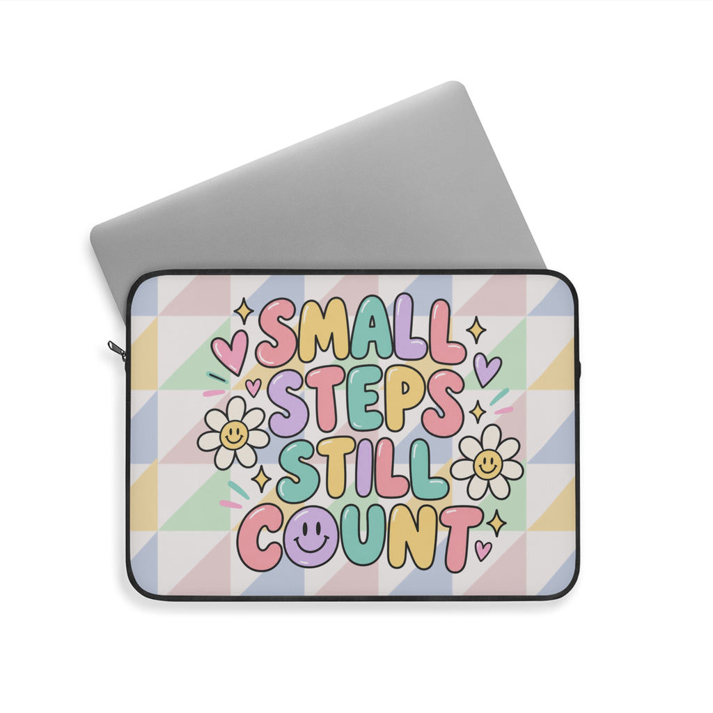 Small Steps Still Count Laptop Sleeve | Pastel Motivational Design