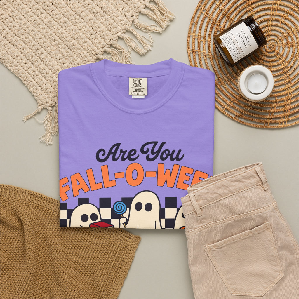 Fall-o-ween Ghosts Directions? T-shirt | Halloween pumpkin retro graphic