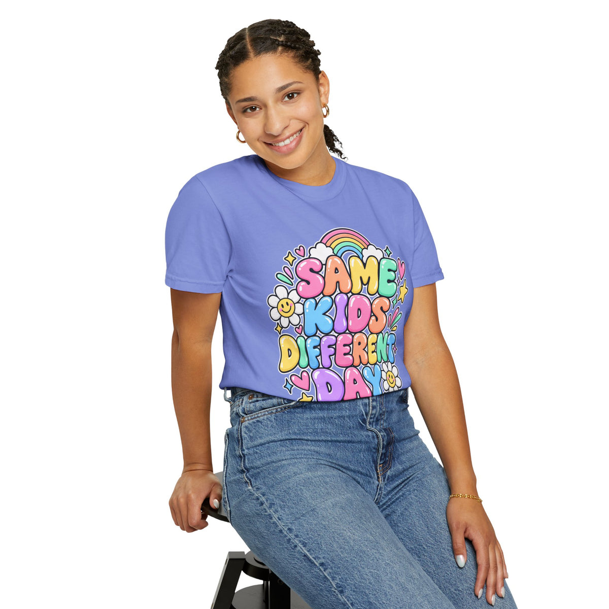 Same Kids Different Day T-shirt | Retro Rainbow Floral Typography
