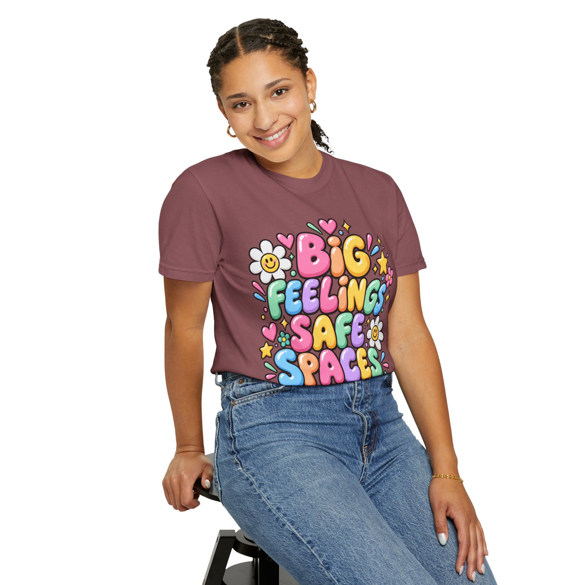Big Feelings Safe Spaces T-shirt | Pastel Cute Floral Typography