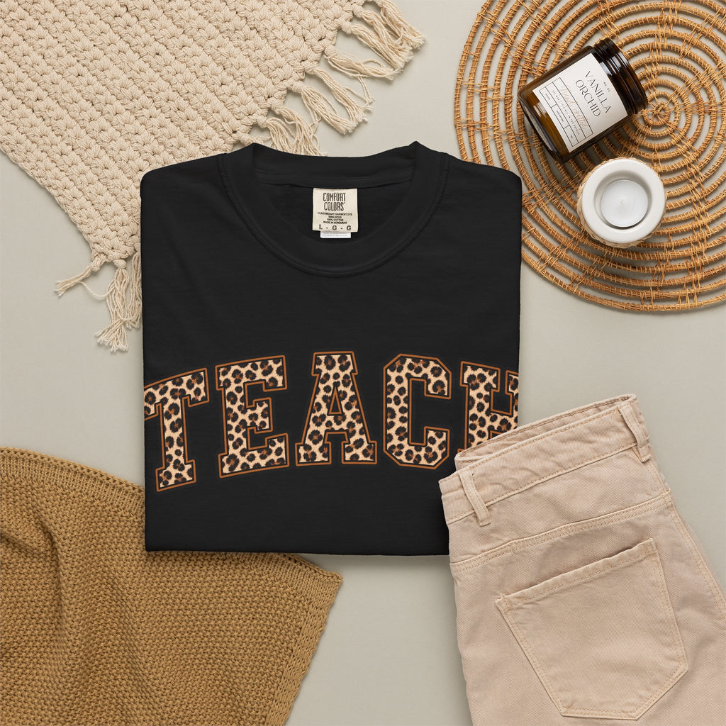 Leopard Print TEACH T-Shirt | Teacher Shirt, Animal Print Typography