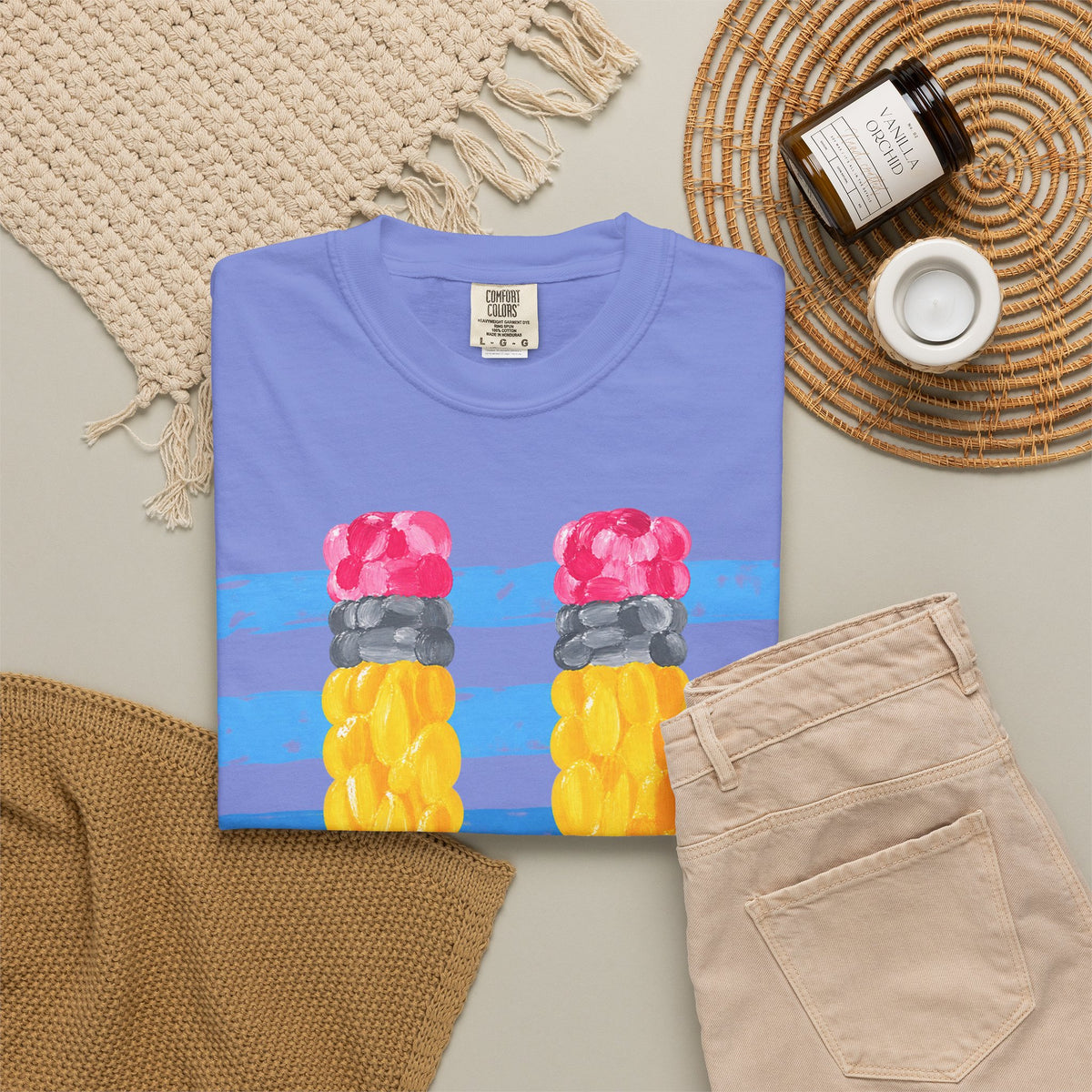 Braided Pencil Illustration T-Shirt | School Art Teacher Tee