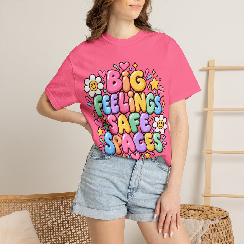 Big Feelings Safe Spaces T-shirt | Pastel Cute Floral Typography