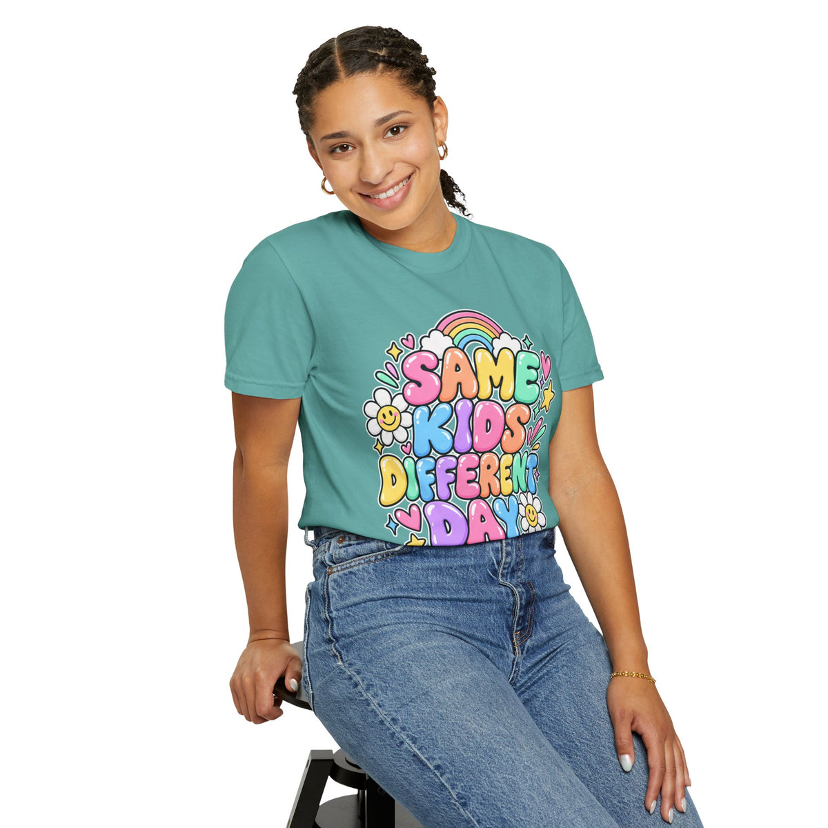 Same Kids Different Day T-shirt | Retro Rainbow Floral Typography