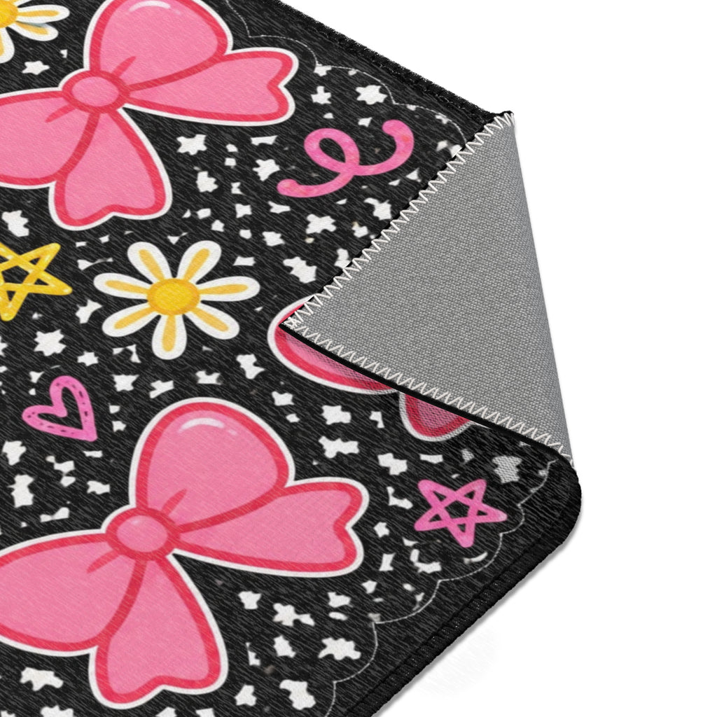 Learning Looks Good On Us Area Rug | Pink Bows, Stars, Classroom Decor