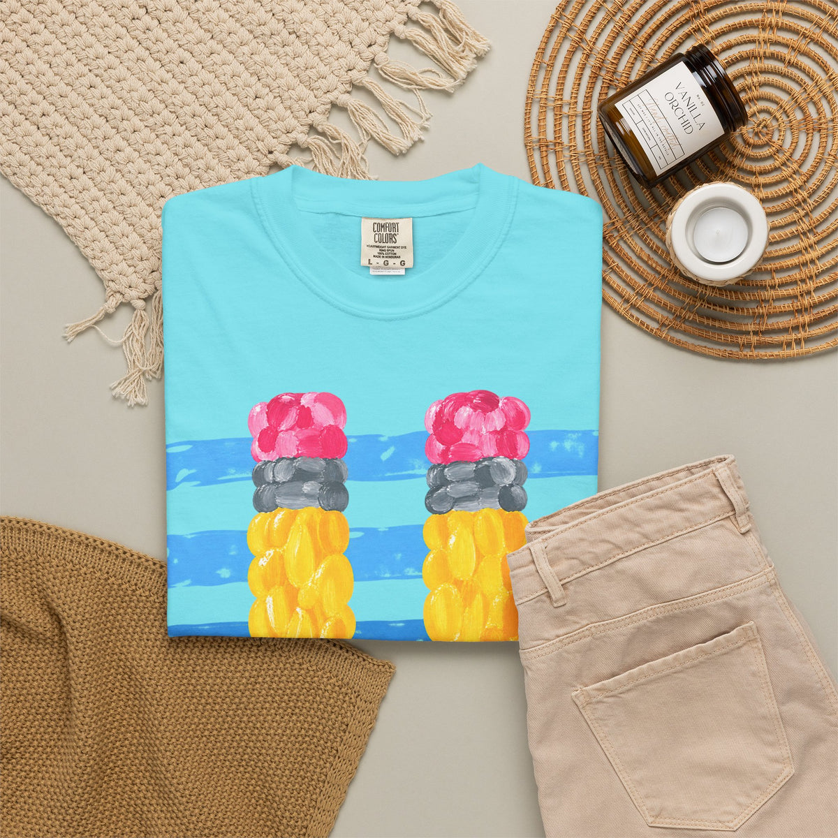 Braided Pencil Illustration T-Shirt | School Art Teacher Tee