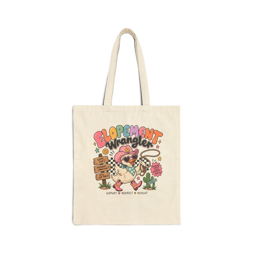 Elopement Tote Bag | Cute Western Pug Illustration, Canvas Grocery Tote