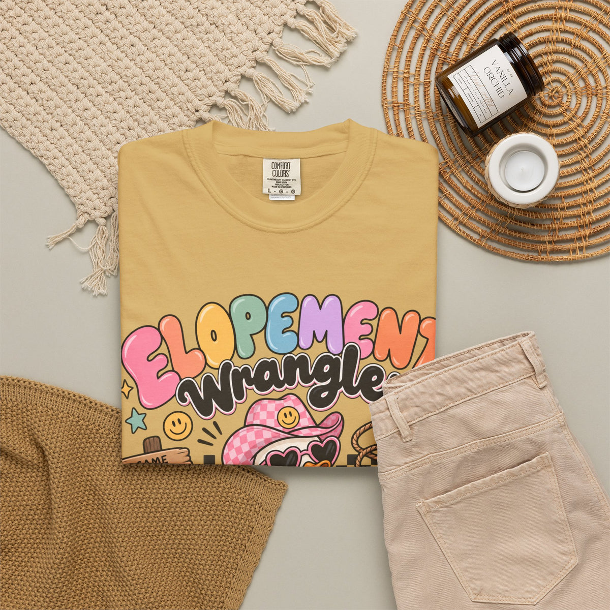 Elopement T-shirt | Cute Cowboy Sloth Illustration, Western Floral Tee