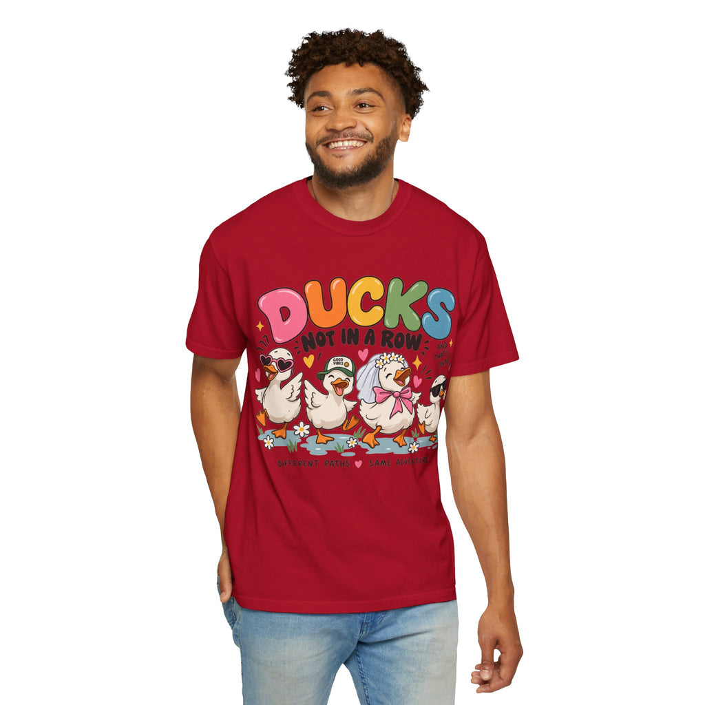 Ducks Not In A Row tee | Cute Duck Illustration T-Shirt, Different Paths Same Adventure