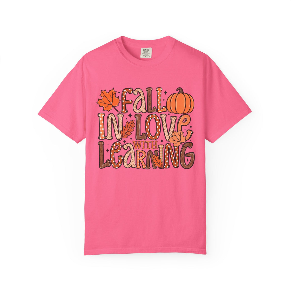 Fall in Love with Learning T-Shirt | Teacher Autumn Pumpkin Leaves