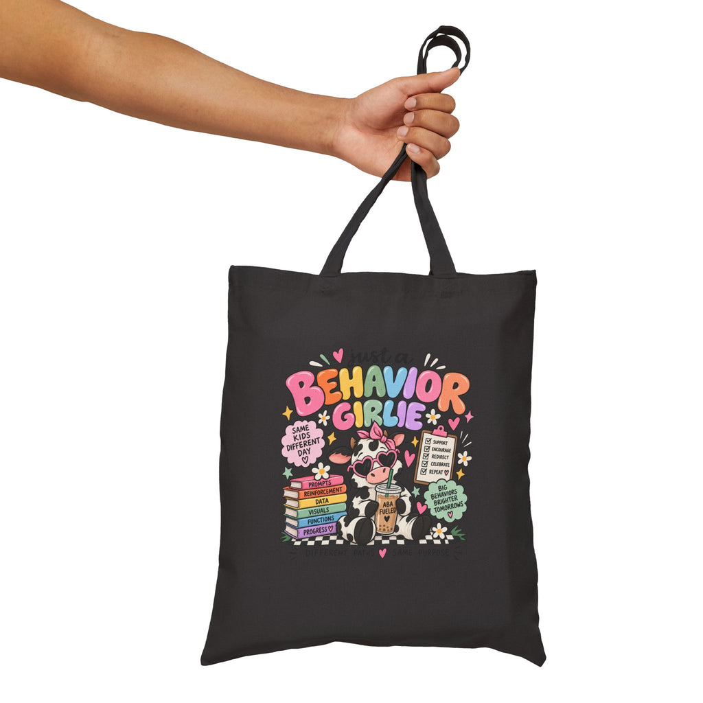 Just a Behavior Girl tote bag | Teacher cow illustration, books & clipboard