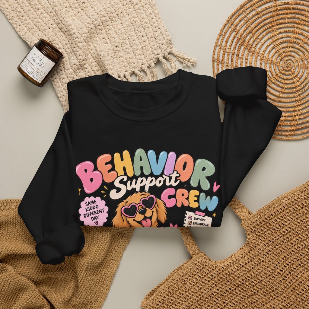 Behavior Support Crew sweatshirt | School Therapy Dog Design, Books & Classroom Icons