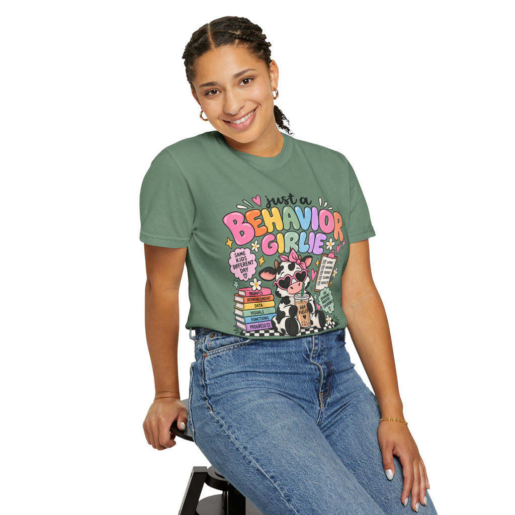 Just a Behavior Girl T-shirt | Cute Cow Therapist Illustration