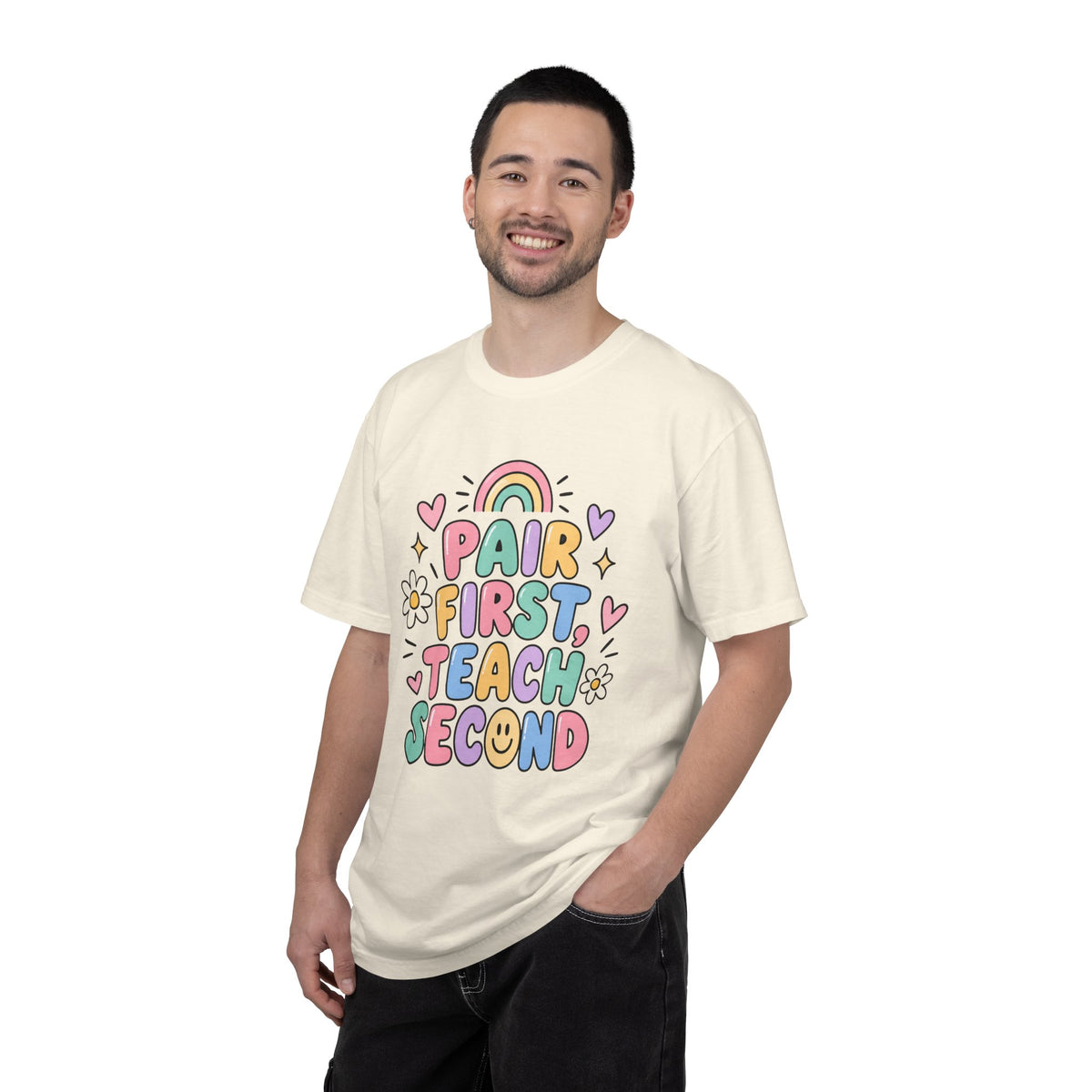 Pair First Teach Second T-Shirt | Cute Rainbow Classroom Design