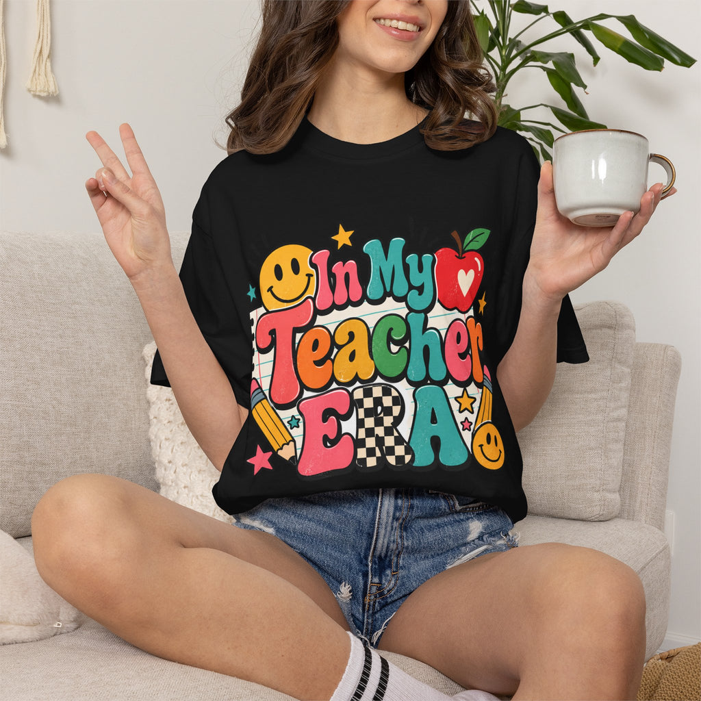 In My Teacher Era T-shirt | Retro School Graphic, Apple & Pencils