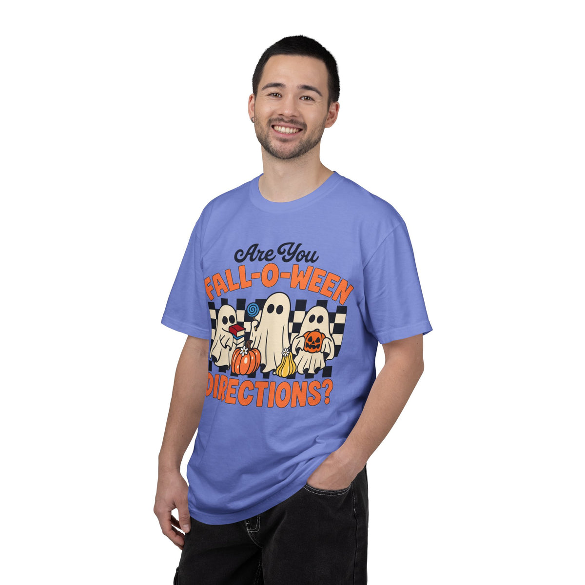 Fall-o-ween Ghosts Directions? T-shirt | Halloween pumpkin retro graphic
