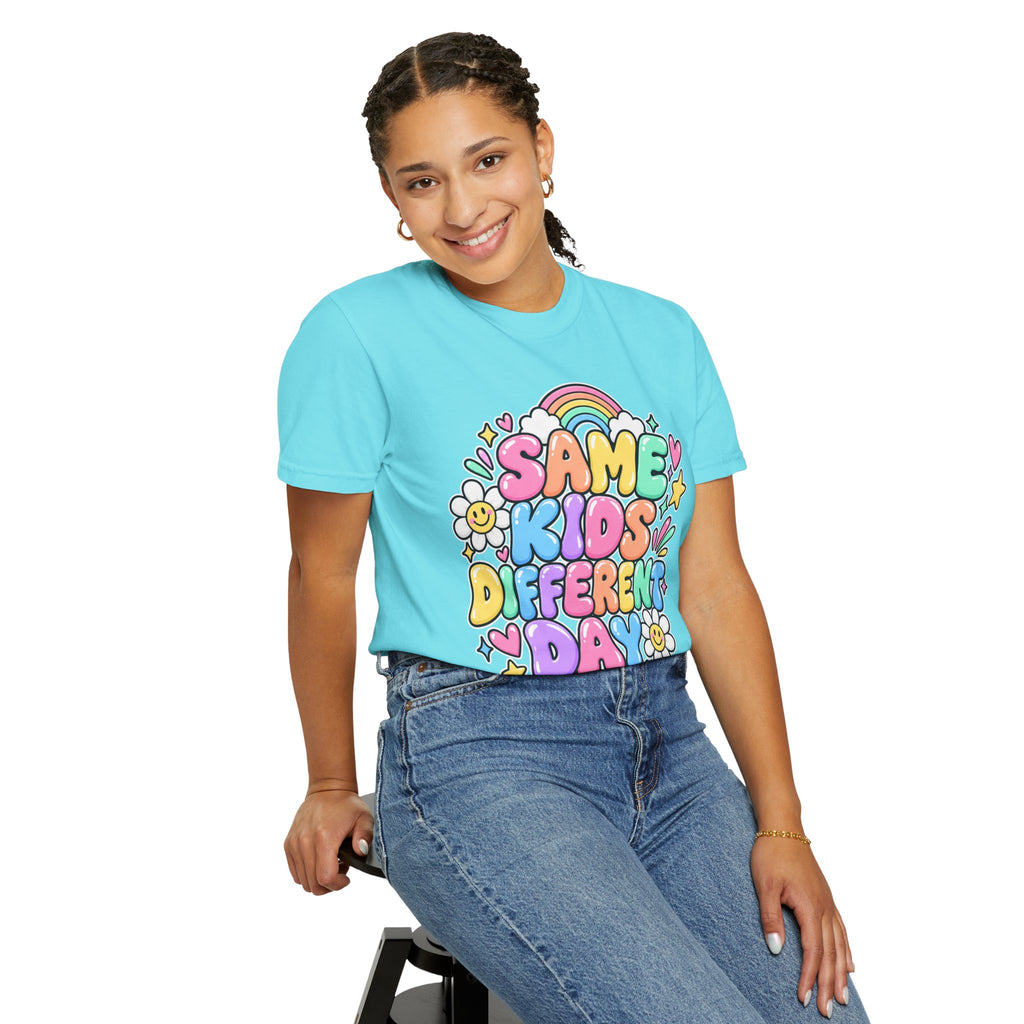 Same Kids Different Day T-shirt | Retro Rainbow Floral Typography