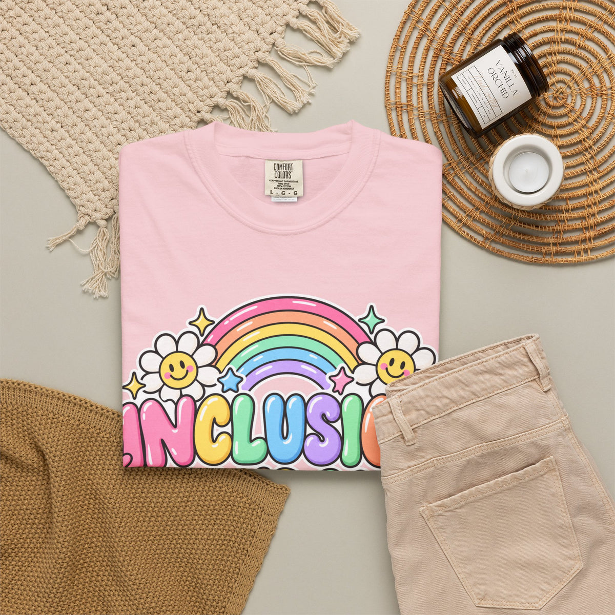 Inclusion Looks Good On You T-Shirt | Rainbow Smiles Graphic Tee