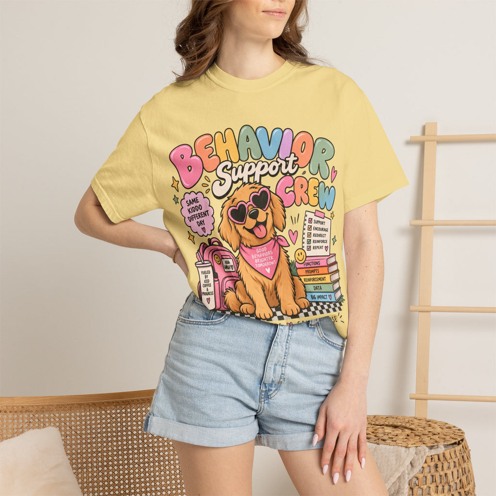Behavior Support Crew T-shirt | Golden Retriever School Therapy Design