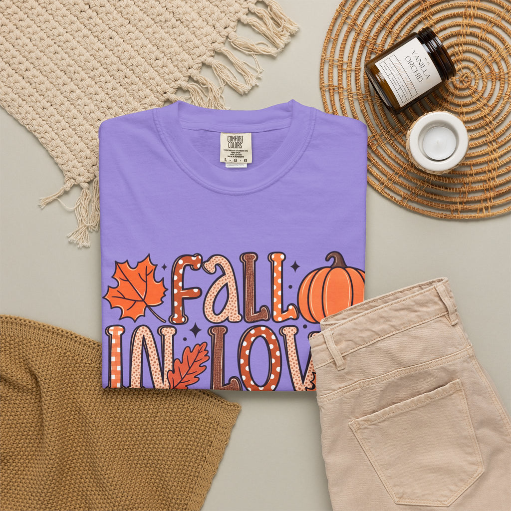 Fall in Love with Learning T-Shirt | Teacher Autumn Pumpkin Leaves