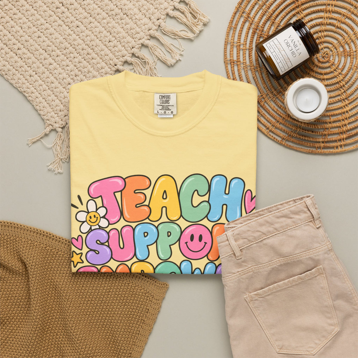 Teach Support Empower Include Repeat T-shirt | Rainbow Positivity Tee