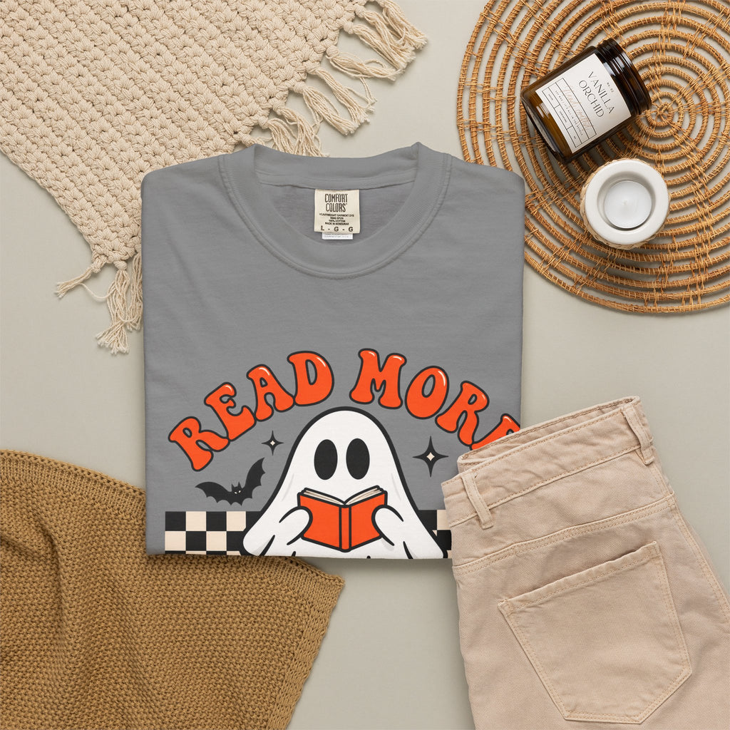 Read More Booooks ghost reading T-Shirt | Halloween book lover tee