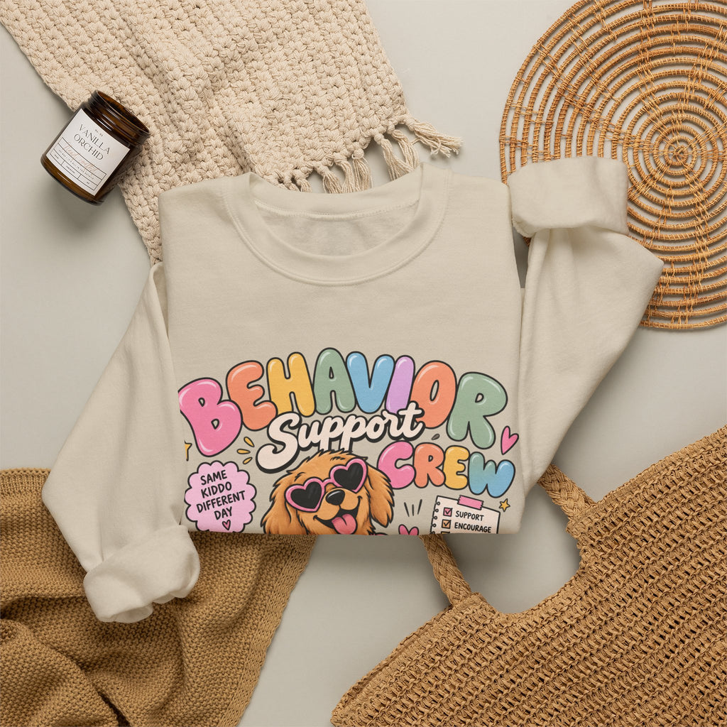 Behavior Support Crew sweatshirt | School Therapy Dog Design, Books & Classroom Icons