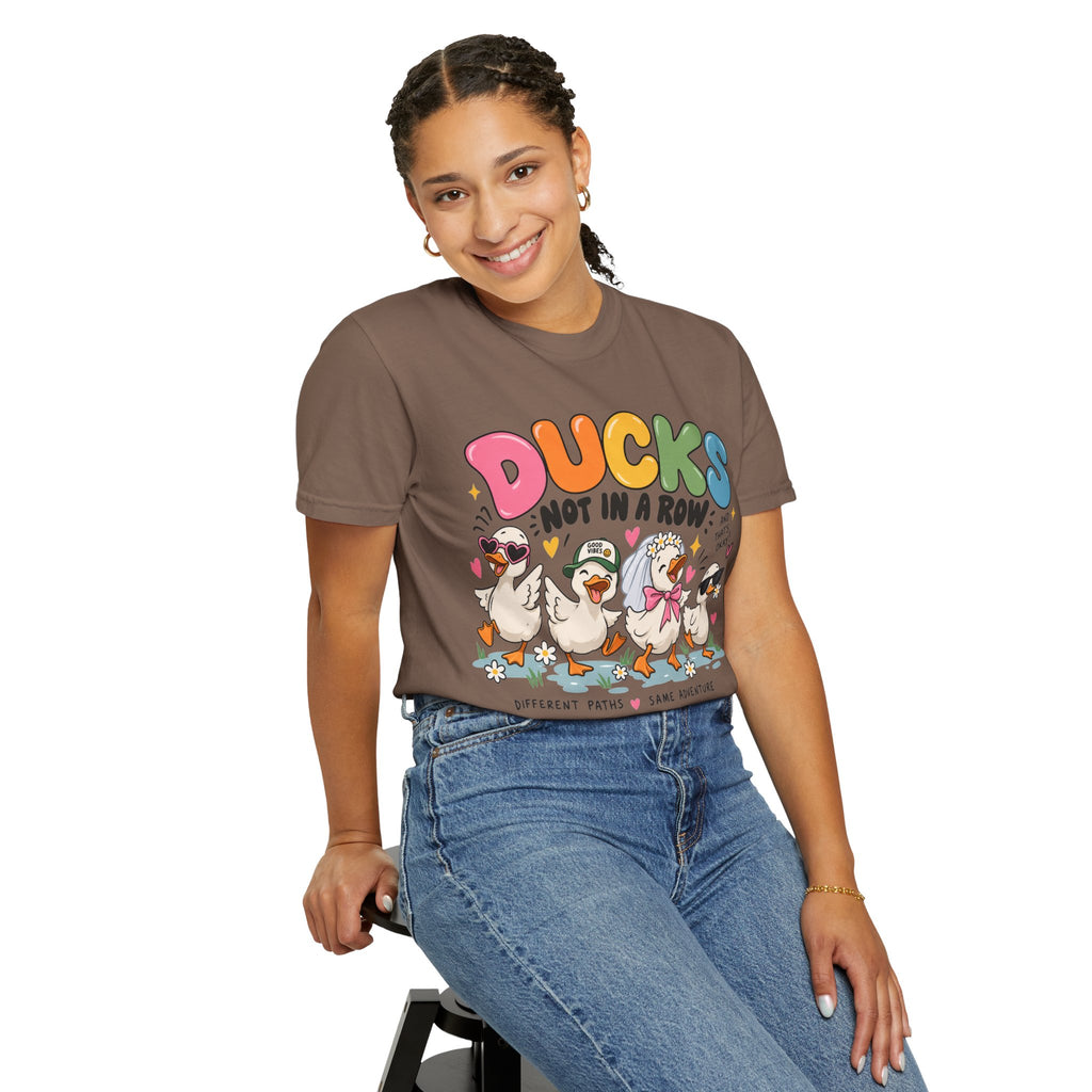 Ducks Not In A Row tee | Cute Duck Illustration T-Shirt, Different Paths Same Adventure