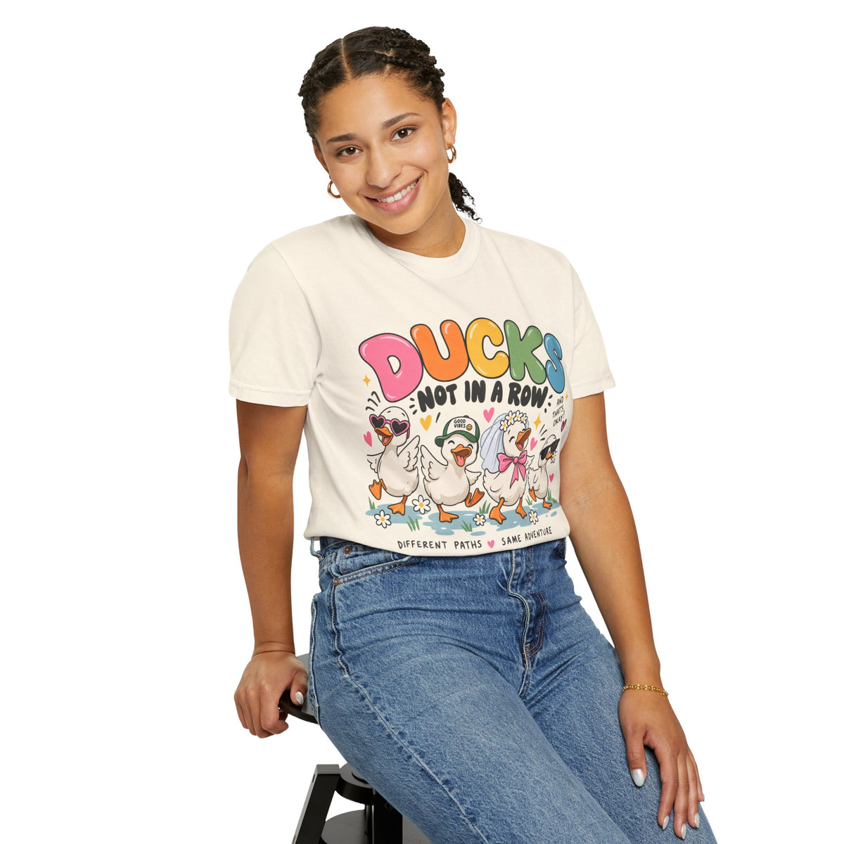 Ducks Not In A Row tee | Cute Duck Illustration T-Shirt, Different Paths Same Adventure