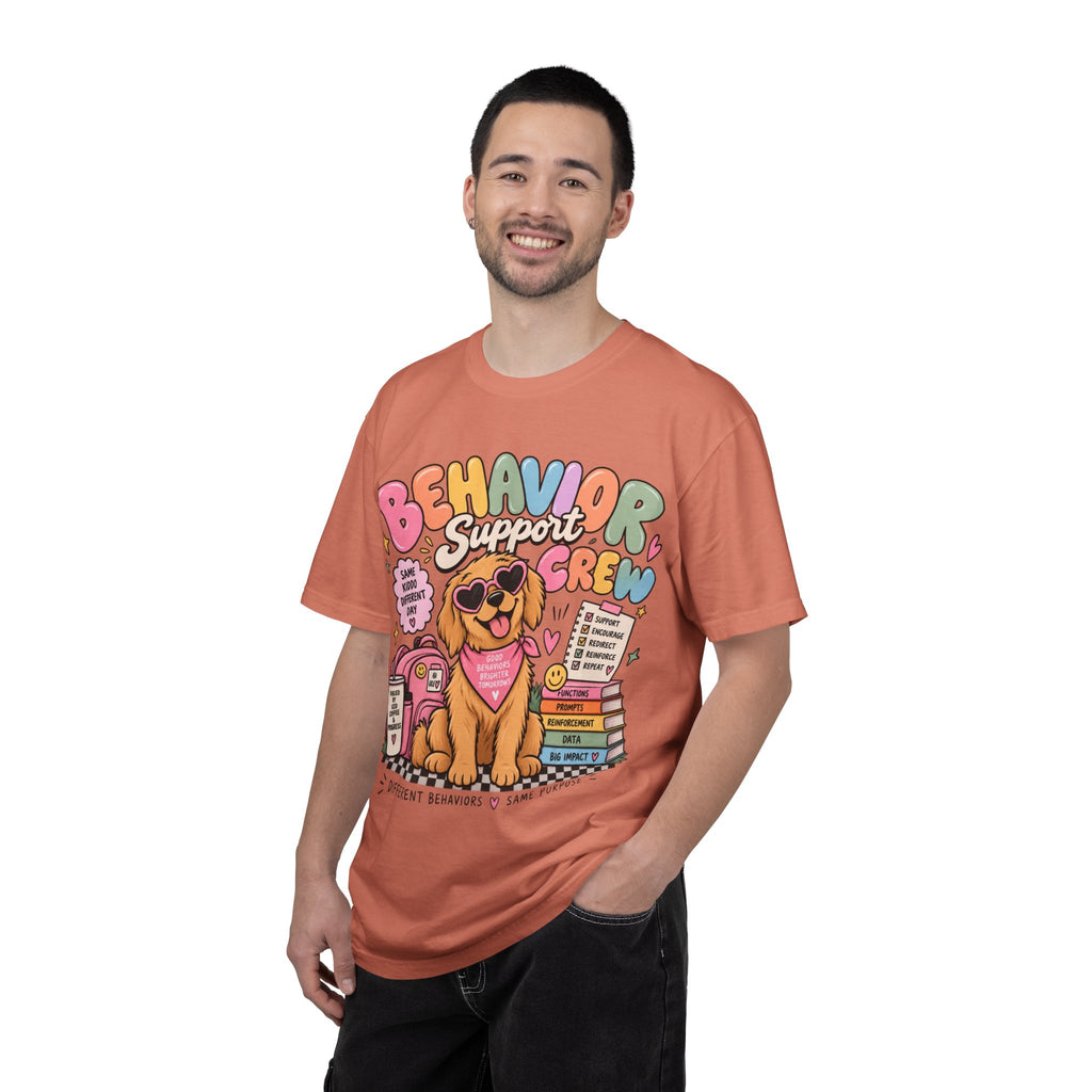 Behavior Support Crew T-shirt | Golden Retriever School Therapy Design