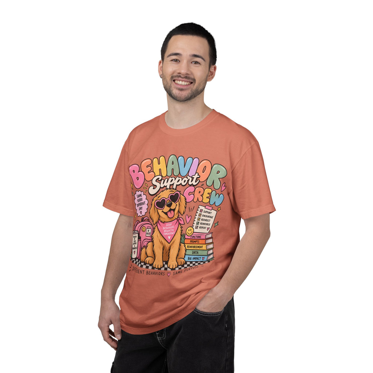 Behavior Support Crew T-shirt | Golden Retriever School Therapy Design