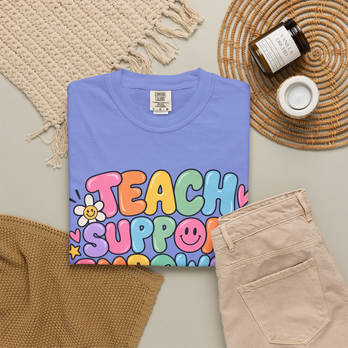 Teach Support Empower Include Repeat T-shirt | Rainbow Positivity Tee