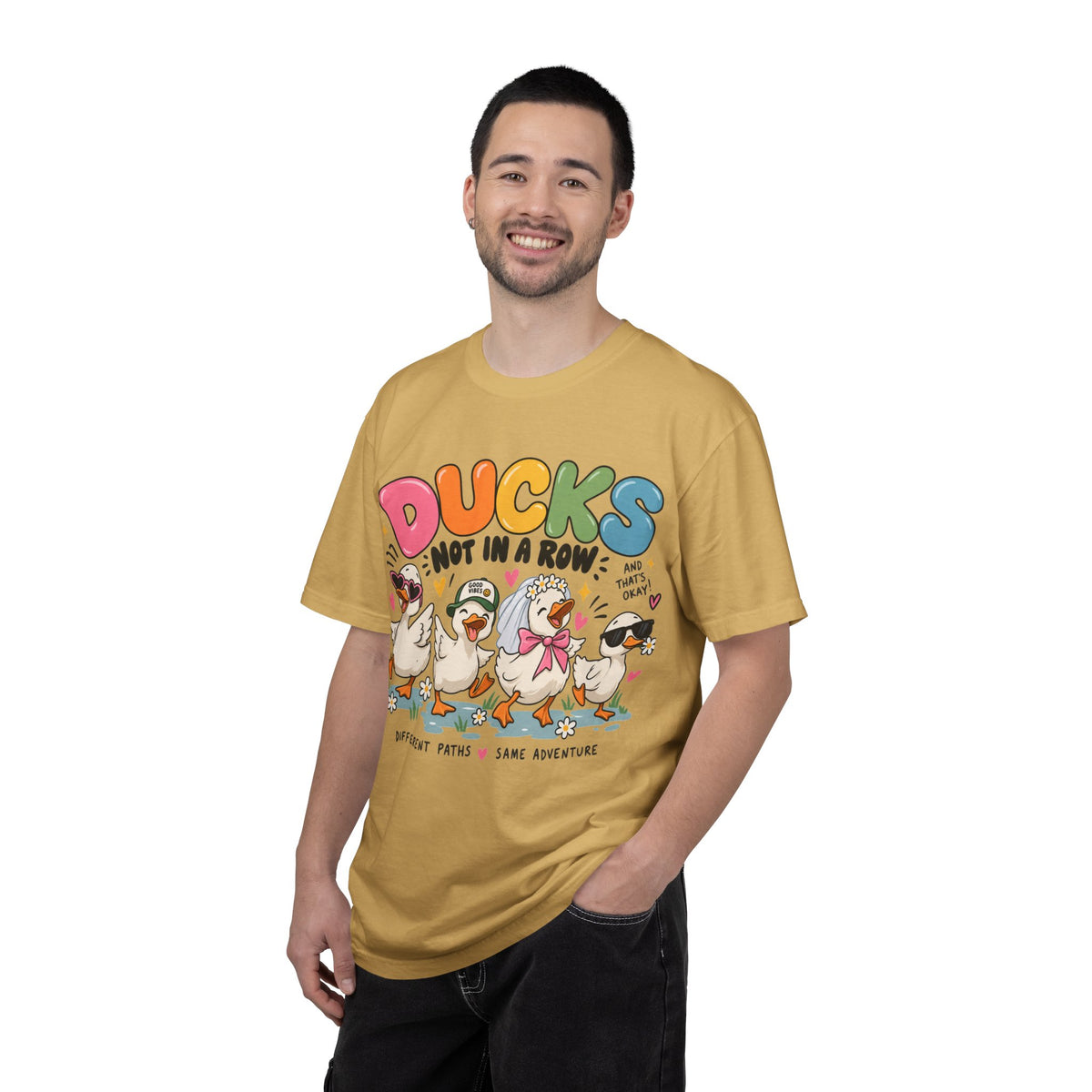 Ducks Not In A Row tee | Cute Duck Illustration T-Shirt, Different Paths Same Adventure