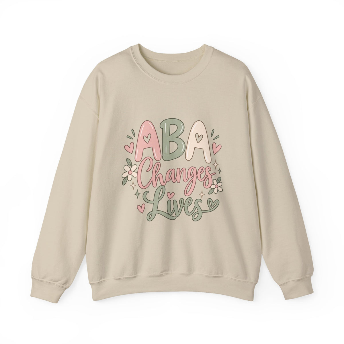 ABA Changes Lives Sweatshirt | Autism Therapy Awareness, Pastel Floral Design
