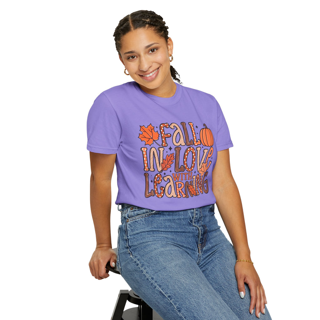 Fall in Love with Learning T-Shirt | Teacher Autumn Pumpkin Leaves