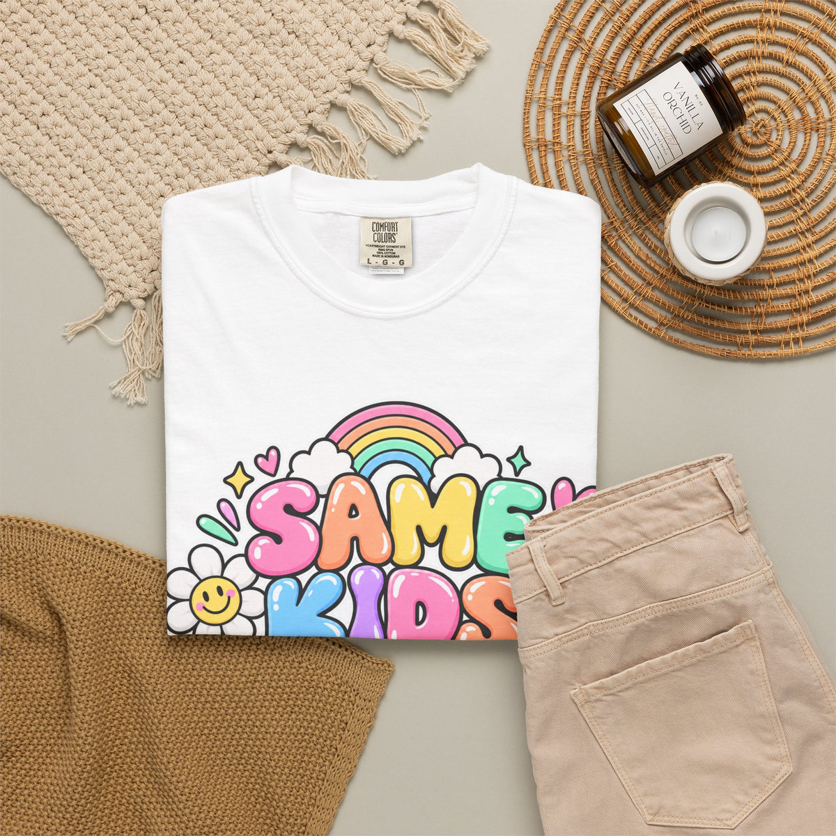 Same Kids Different Day T-shirt | Retro Rainbow Floral Typography